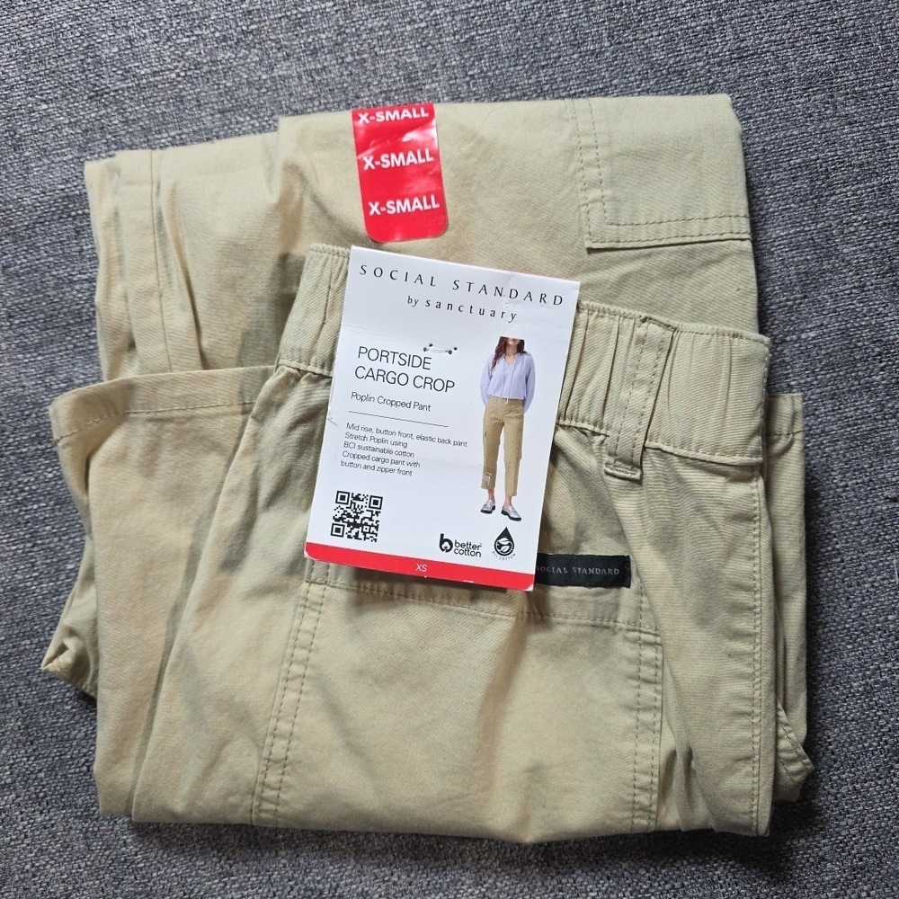 Women's Social Standard By Sanctuary Portside Poplin Cargo Crop Pants Natural XS